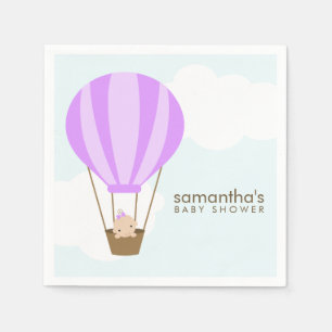 Baby in Lila Heißluftballon Babydusche Serviette