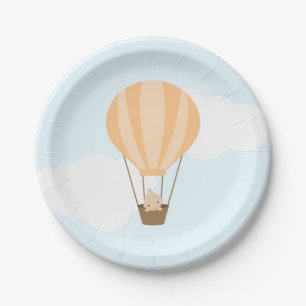 Baby in Orange Hot Air Ballon Babydusche Pappteller
