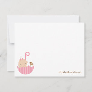 Baby in Pink Umbrella Baby shower Merci Cartes