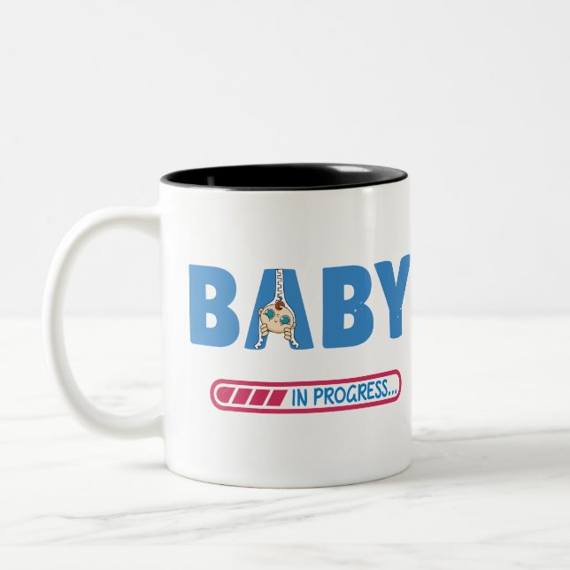 Baby in progress Visitenkarte Zweifarbige Tasse (Links)