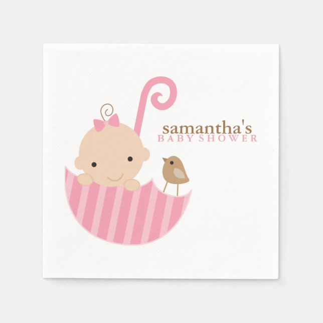 Baby in rosa Umbrella Baby Dusche Serviette (Vorderseite)