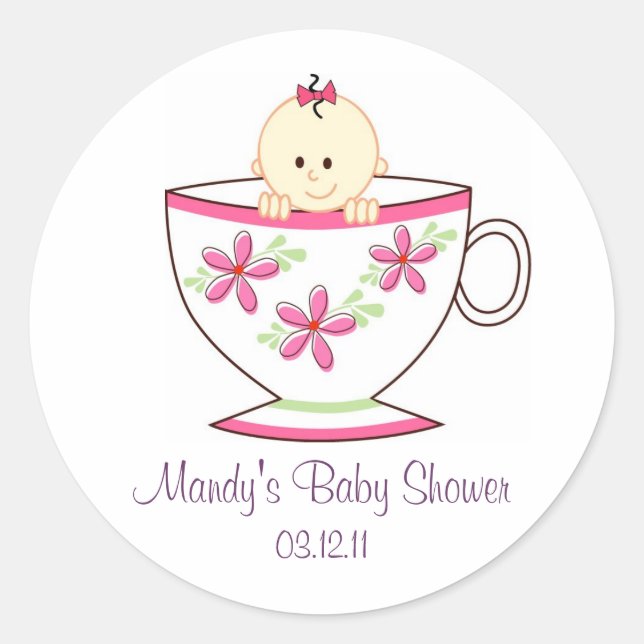 Baby-in-Teecup-Aufkleber / Toppers Runder Aufkleber (Vorderseite)