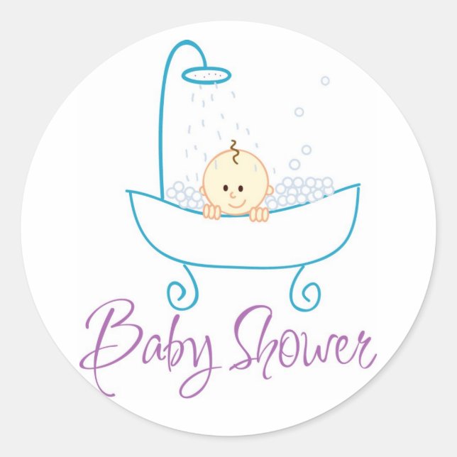 Baby in Tub Babyduschenaufkleber Runder Aufkleber (Vorderseite)