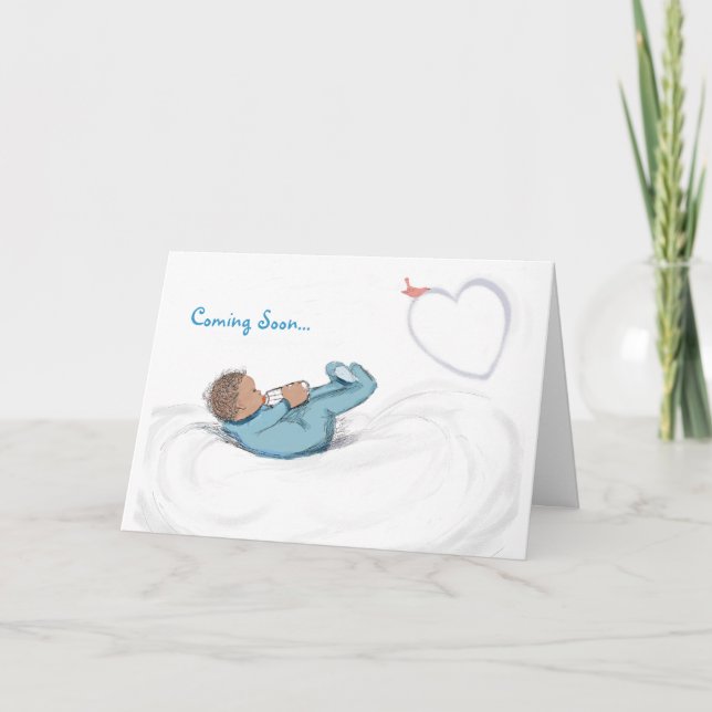 Baby-in-Warten Glückwunsch-Junge Karte (Vorderseite)