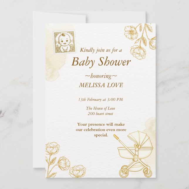 Baby Invitation - Cute Stamp Einladung (Vorderseite)