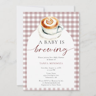 Baby is Brewing Baby Shower Kaffee Gingham Einladung
