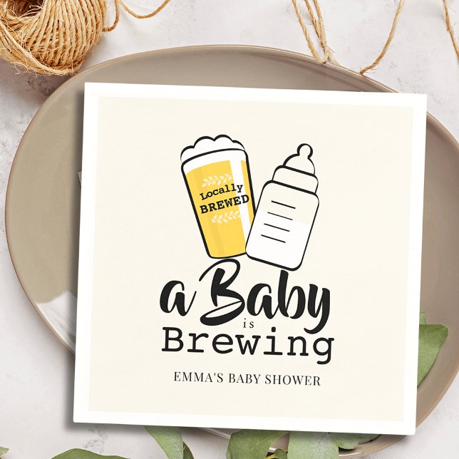 Baby is Brewing Beer Baby Bottle Beige Baby Shower Serviette (Von Creator hochgeladen)