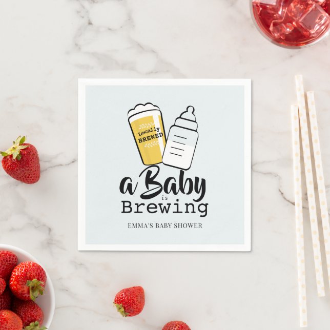 Baby is Brewing Beer Baby Bottle Blue Baby Shower Serviette (Beispiel)