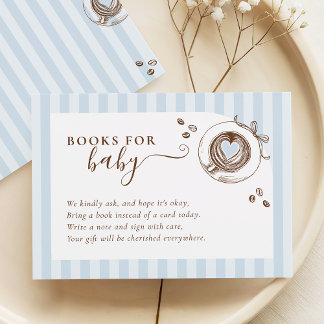 Baby Is Brewing Blue Stripes Books for Baby Card Begleitkarte