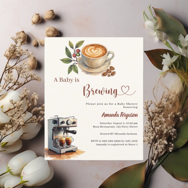 Baby is Brewing coffee Baby Shower invitation (Von Creator hochgeladen)