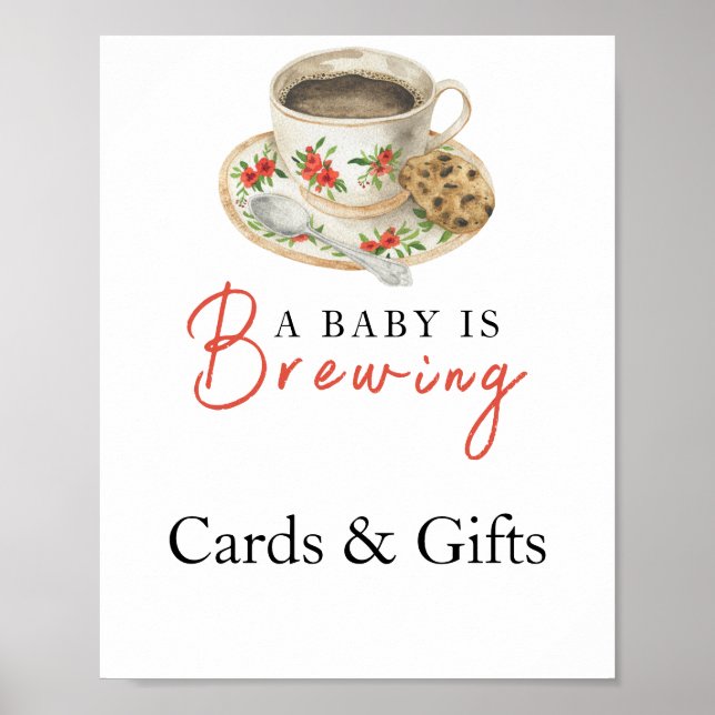 Baby is brewing coffee Cards and gifts baby shower Poster (Vorne)
