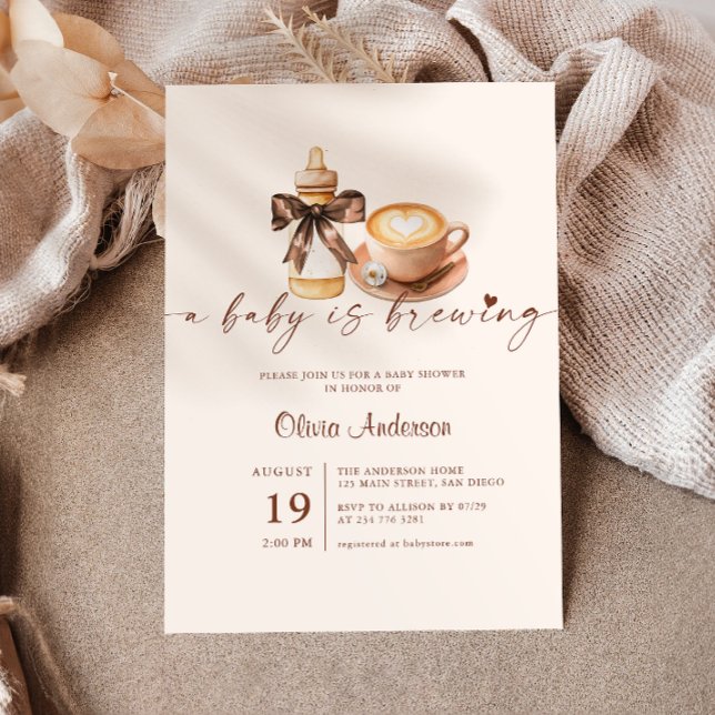 Baby Is Brewing Coffee Gender Neutral Baby Shower Einladung (Von Creator hochgeladen)