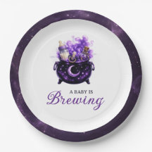 Baby Is Brewing Halloween Baby Shower Papierplatte