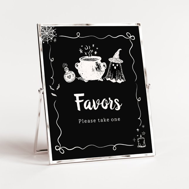 Baby is Brewing Halloween Geschenke Schild (Hand Drawn A Baby is Brewing Baby Shower Favors Sign)