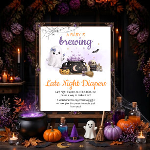 Baby Is Brewing Halloween Late Night Diapers Schil Poster