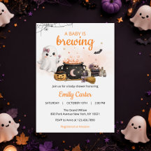 Baby Is Brewing Halloween Orange Babyparty