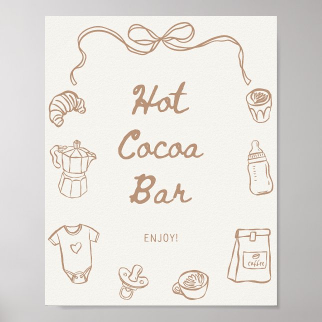 Baby is Brewing Hand Drawn Hot Cocoa Bar Poster (Vorne)