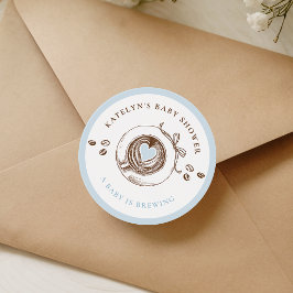 Baby Is Brewing Hand Drawn Runder Aufkleber