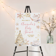 Baby Is Brewing Pink Winter Tea Party Welcome