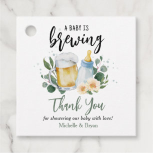Baby ist am Brauen Greenery Baby Shower Danke Geschenkanhänger