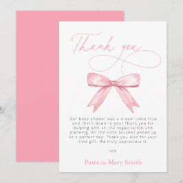 Baby ist auf der WAY Pink Bow Girl Babydusche Dankeskarte