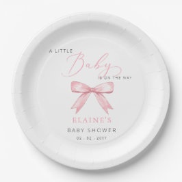 Baby ist auf der WAY Pink Bow Girl Babydusche Pappteller