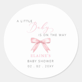 Baby ist auf der WAY Pink Bow Girl Babydusche Runder Aufkleber