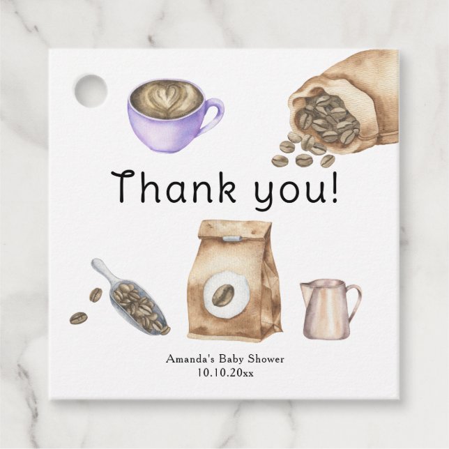 Baby ist Break Coffee Vielen Dank Geschenkanhänger (Vorderseite)