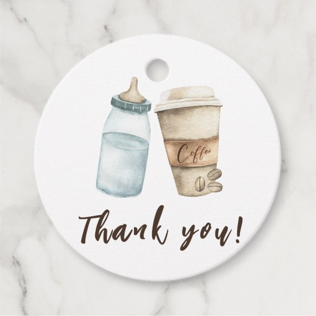 Baby ist Break Flasche Kaffee Danke Geschenkanhänger (Vorderseite)