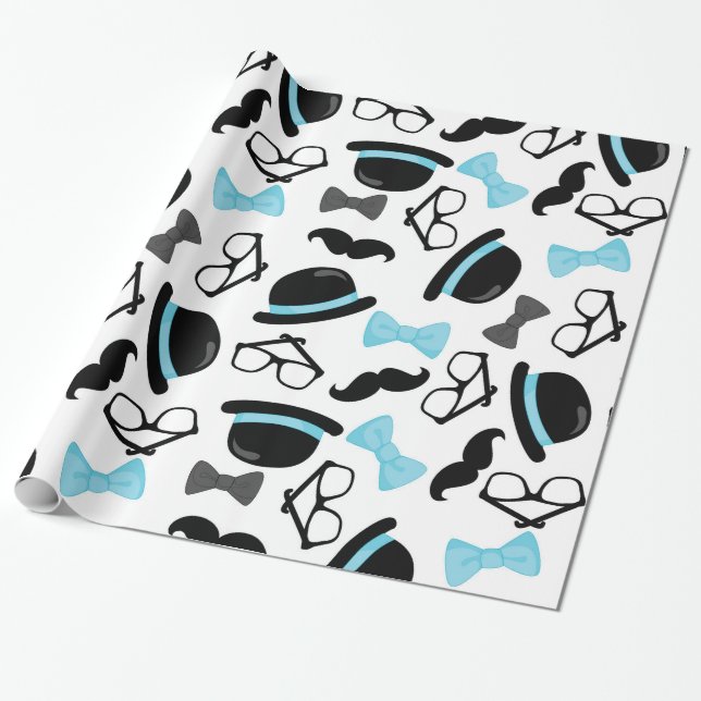 Baby ist es ein Jungen-blauer Schnurrbart-kleiner Geschenkpapier (Ungerollt)
