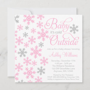 Baby ist es kalte äußere rosa graue Babyparty Einladung