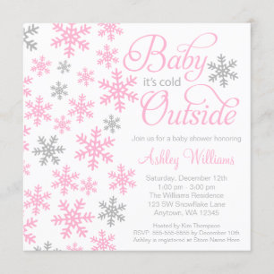 Baby ist es kalte äußere rosa graue Babyparty Einladung