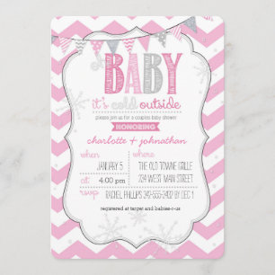 Baby ist es kalte äußere rosa Paare, die Dusche Einladung