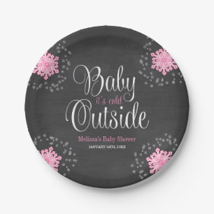 Baby ist es kalte äußere rosa pappteller