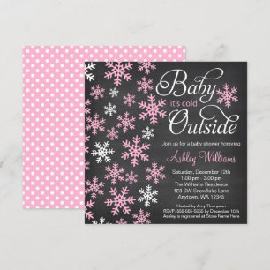 Baby ist es kalte äußere Tafel-Rosa-Babyparty Einladung