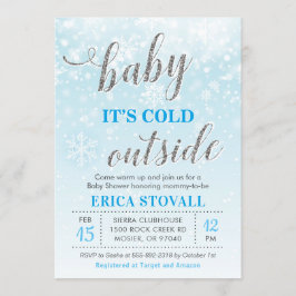 Baby ist es kalte äußere Winter-Babyparty-blauer Einladung