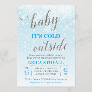 Baby ist es kalte äußere Winter-Babyparty-blauer Einladung
