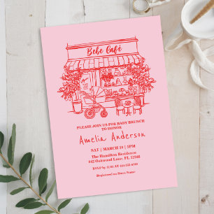 Baby ist im Anflug - BABY-Shower im Home-Cafe-Them Einladung