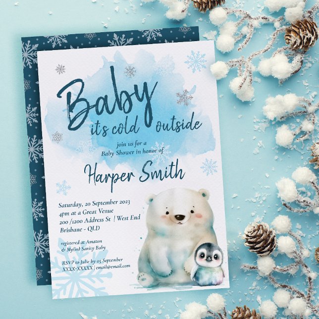 Baby ist kalt Außenwinterdusche Einladung ( Get ready to turn up the coolness at our Winter Baby Shower with this captivating invitation! )
