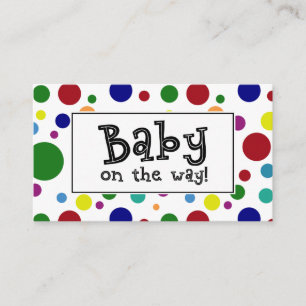 Baby ist unterwegs! Farbige Punkte Geschenkregistr Begleitkarte