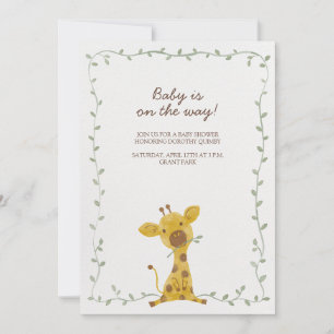 "Baby ist unterwegs!" Mit Giraffenillustrationen  Einladung