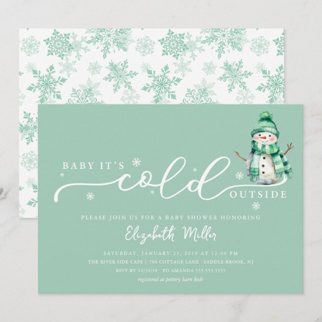 Baby It’s Cold Outside Baby Shower Einladung (Vorne/Hinten)
