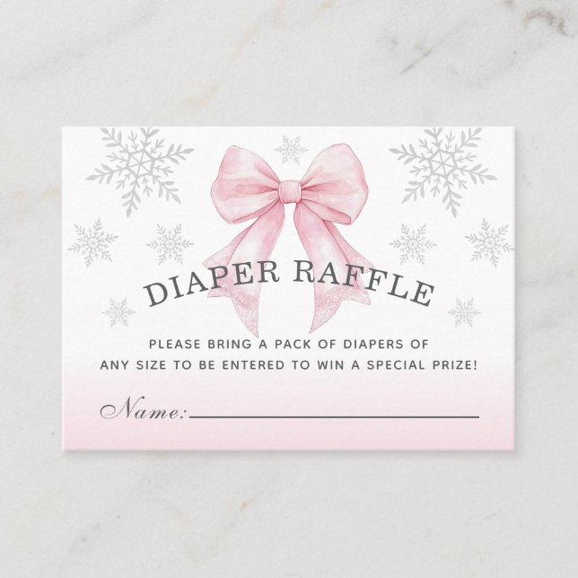 Baby It’s Cold Outside Pink Bow Diaper Raffle Visitenkarte (Vorderseite)