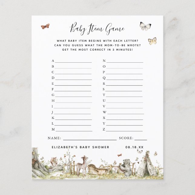 Baby Item Game | Baby Showspiel (Vorderseite)