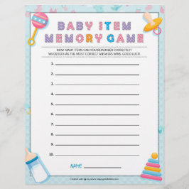 Baby Item Memory Game [Baby Basics Blue] Briefbogen