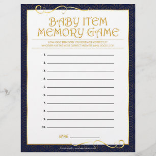Baby Item Memory Game [Golden Blue] Briefbogen