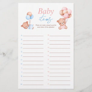 Baby Items Boy Girl Twins Baby Showspiel Flyer