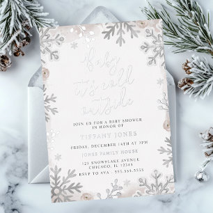 Baby It's Cold Blush Schneebaby-Party  Folieneinladung
