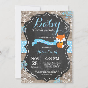 Baby its Cold Outdoor Blue Fox Boy Baby Shower Einladung
