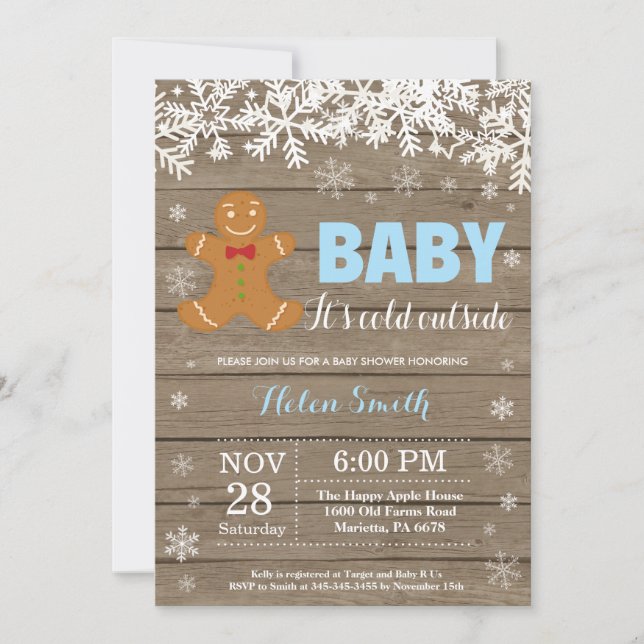 Baby its Cold Outdoor Gingerbread Man Baby Shower Einladung (Vorderseite)